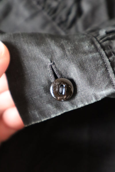 Early 1900s French Black Indigo Linen Biaude