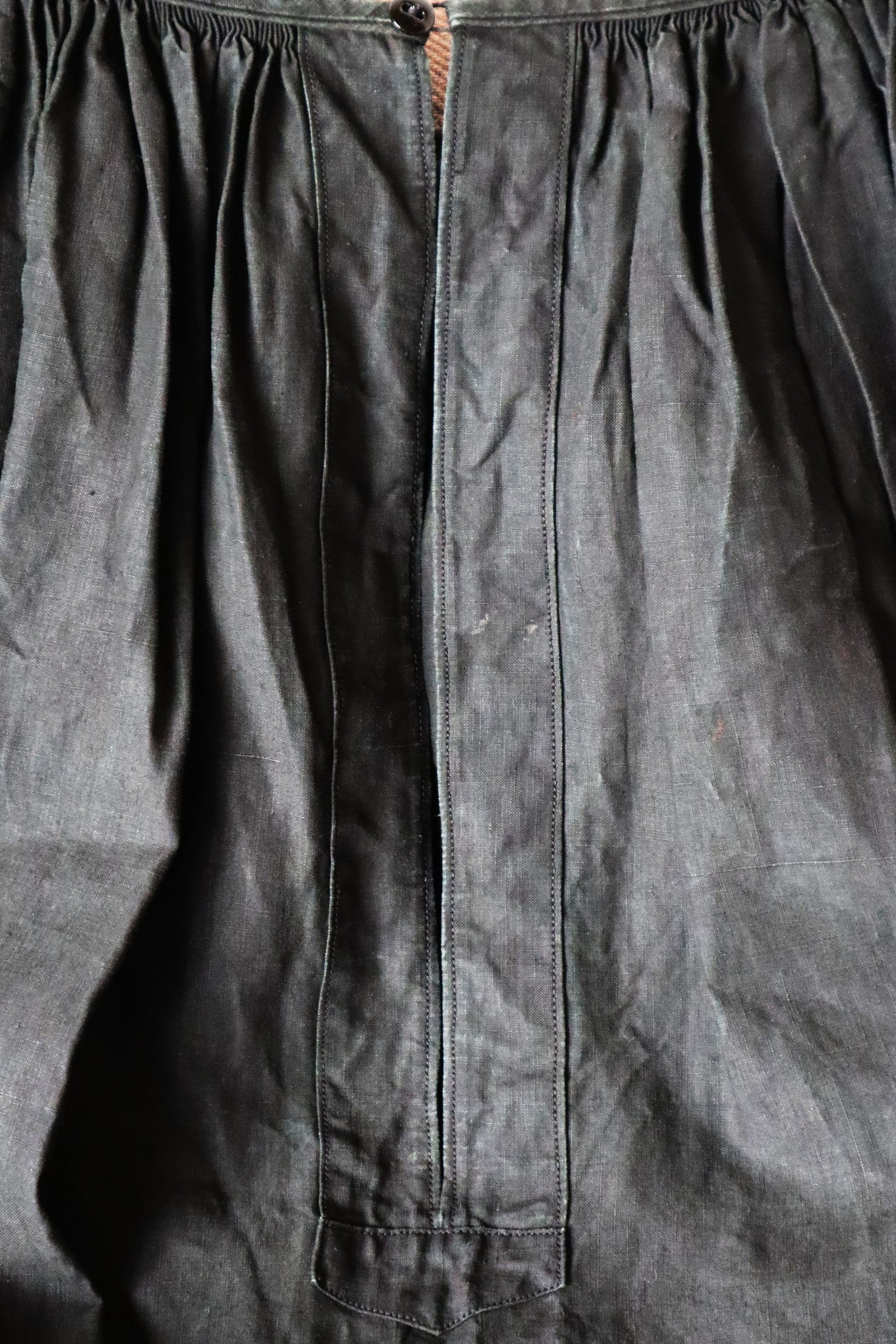 Early 1900s French Black Indigo Linen Biaude