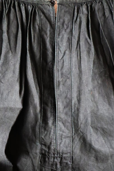 Early 1900s French Black Indigo Linen Biaude