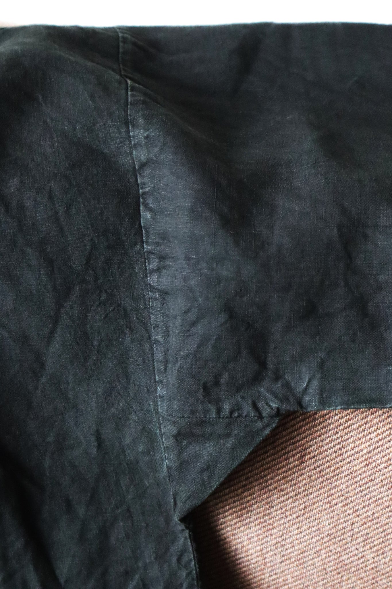 Early 1900s French Black Indigo Linen Biaude