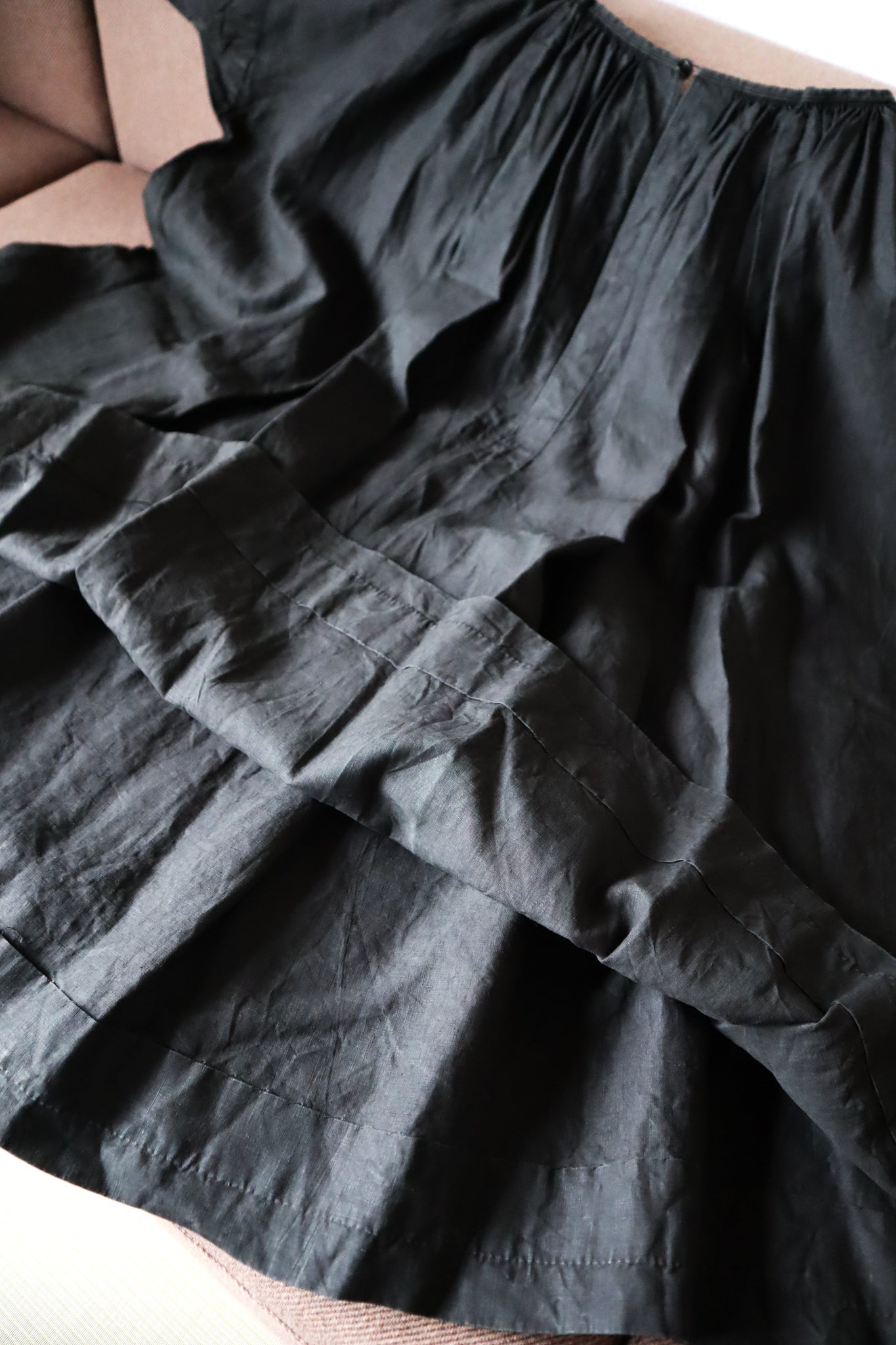 Early 1900s French Black Indigo Linen Biaude