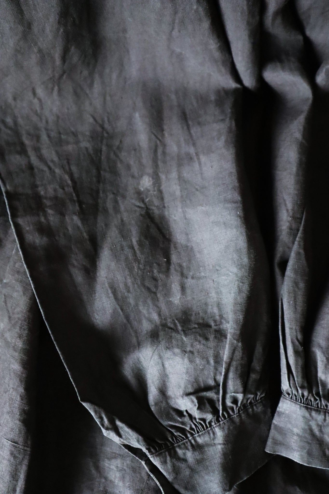 Early 1900s French Black Indigo Linen Biaude