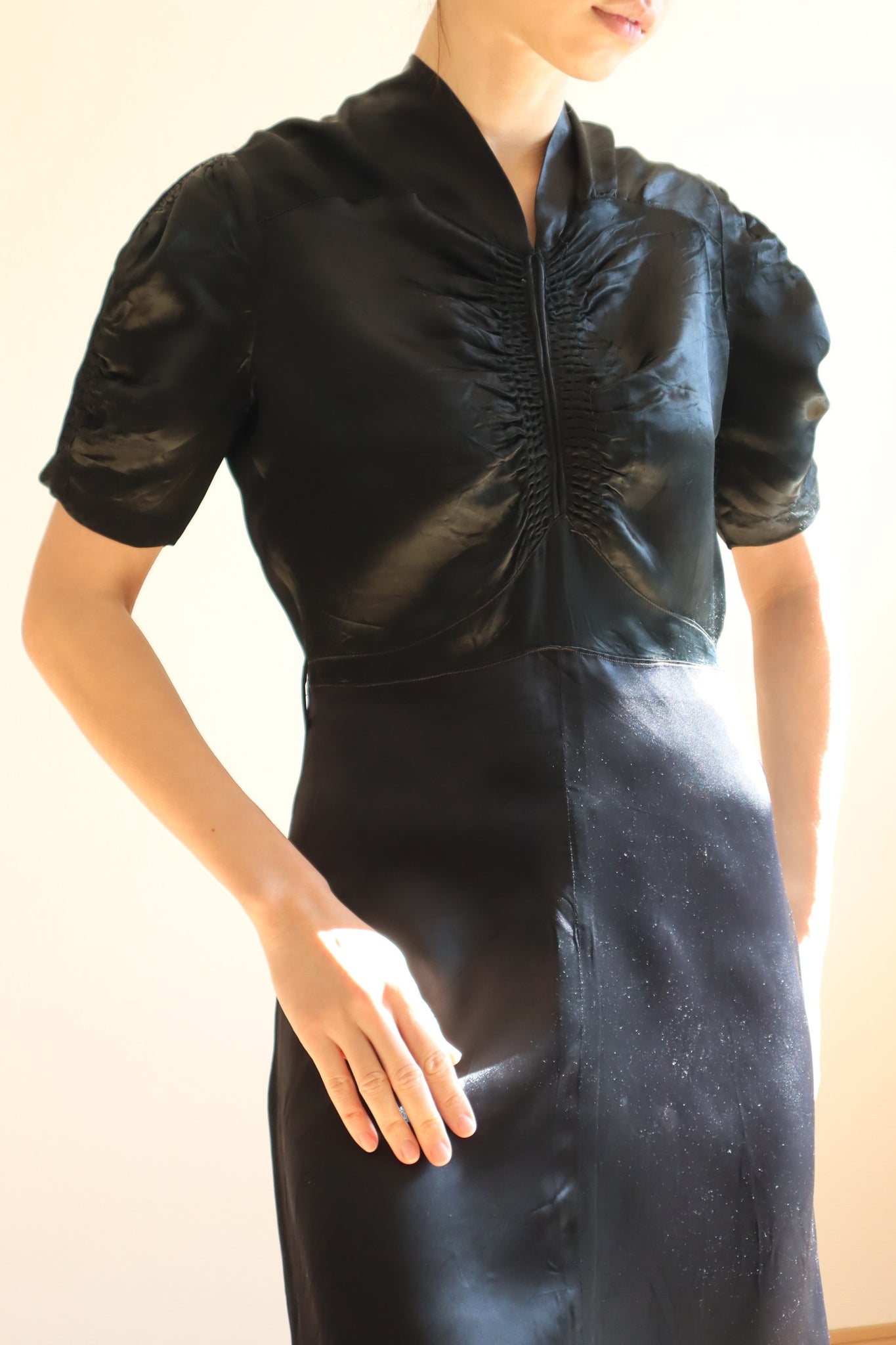 1940~1950s Black Satin Dress