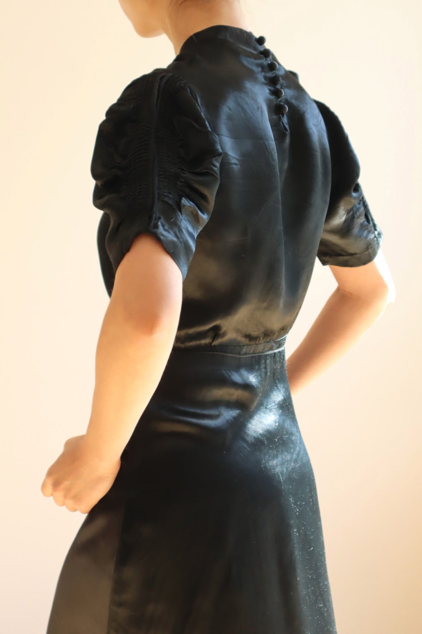 1940~1950s Black Satin Dress