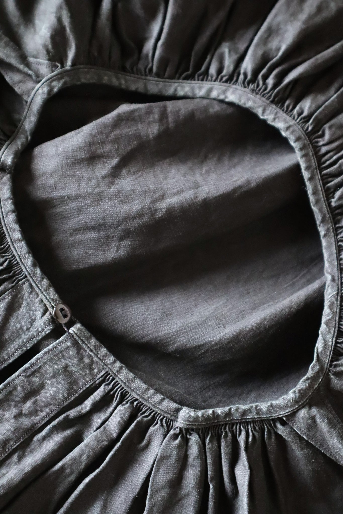 Early 1900s French Black Indigo Linen Biaude