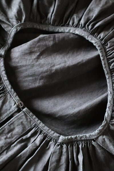 Early 1900s French Black Indigo Linen Biaude