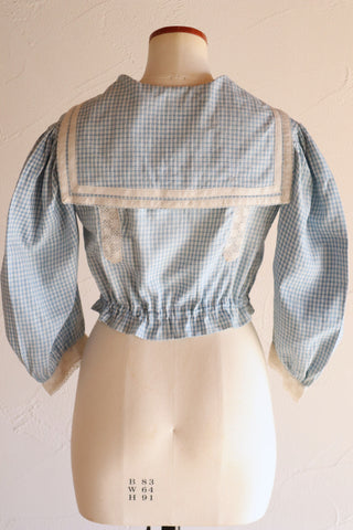 1910s Gingham Check Sailor Blouse