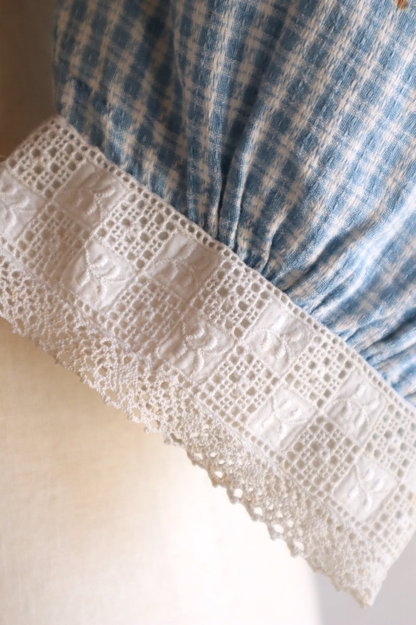 1910s Gingham Check Sailor Blouse