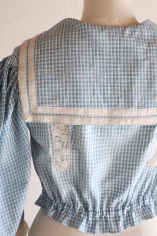 1910s Gingham Check Sailor Blouse