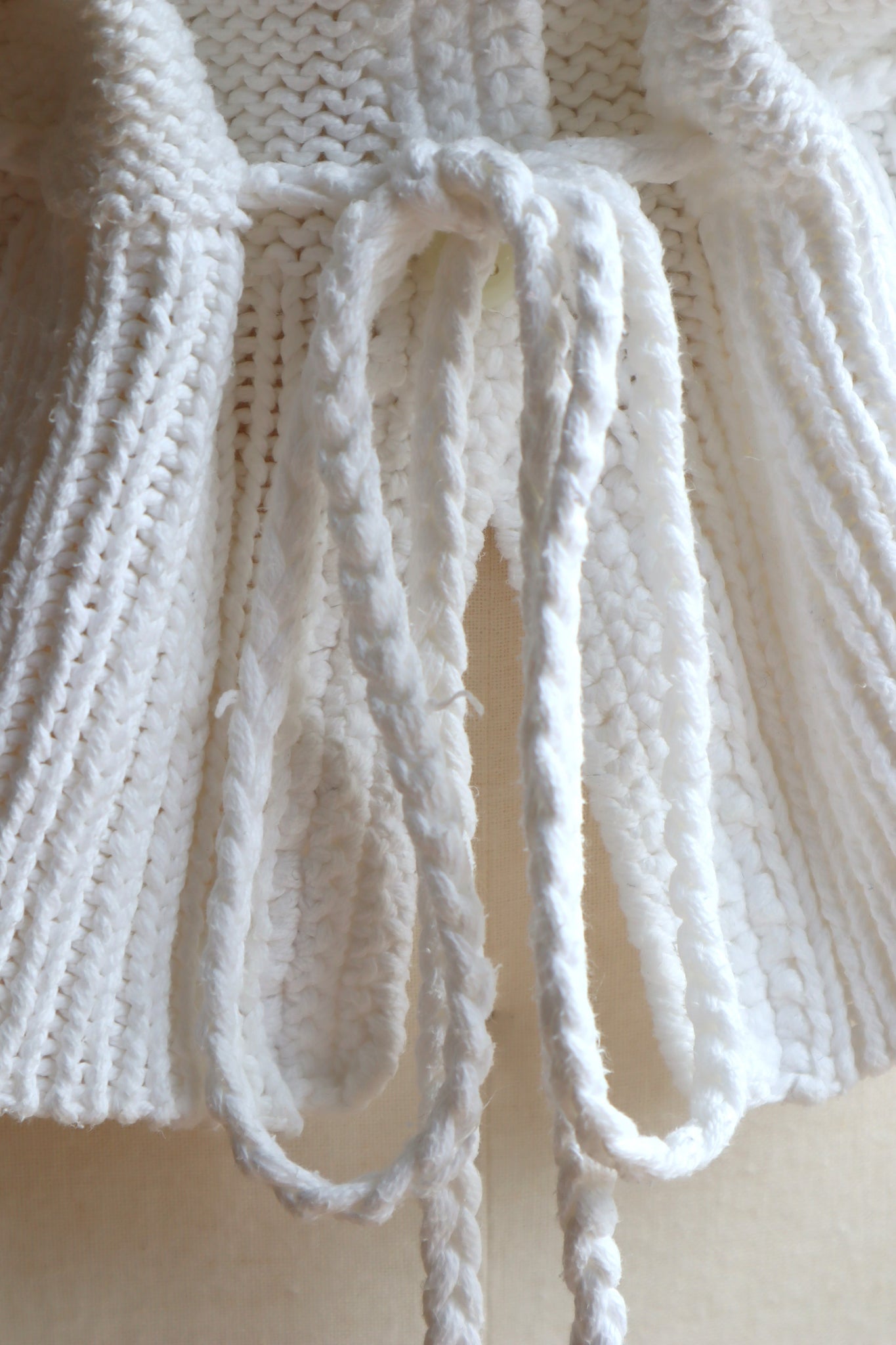 80s Hand Knit White Cotton Cardigan
