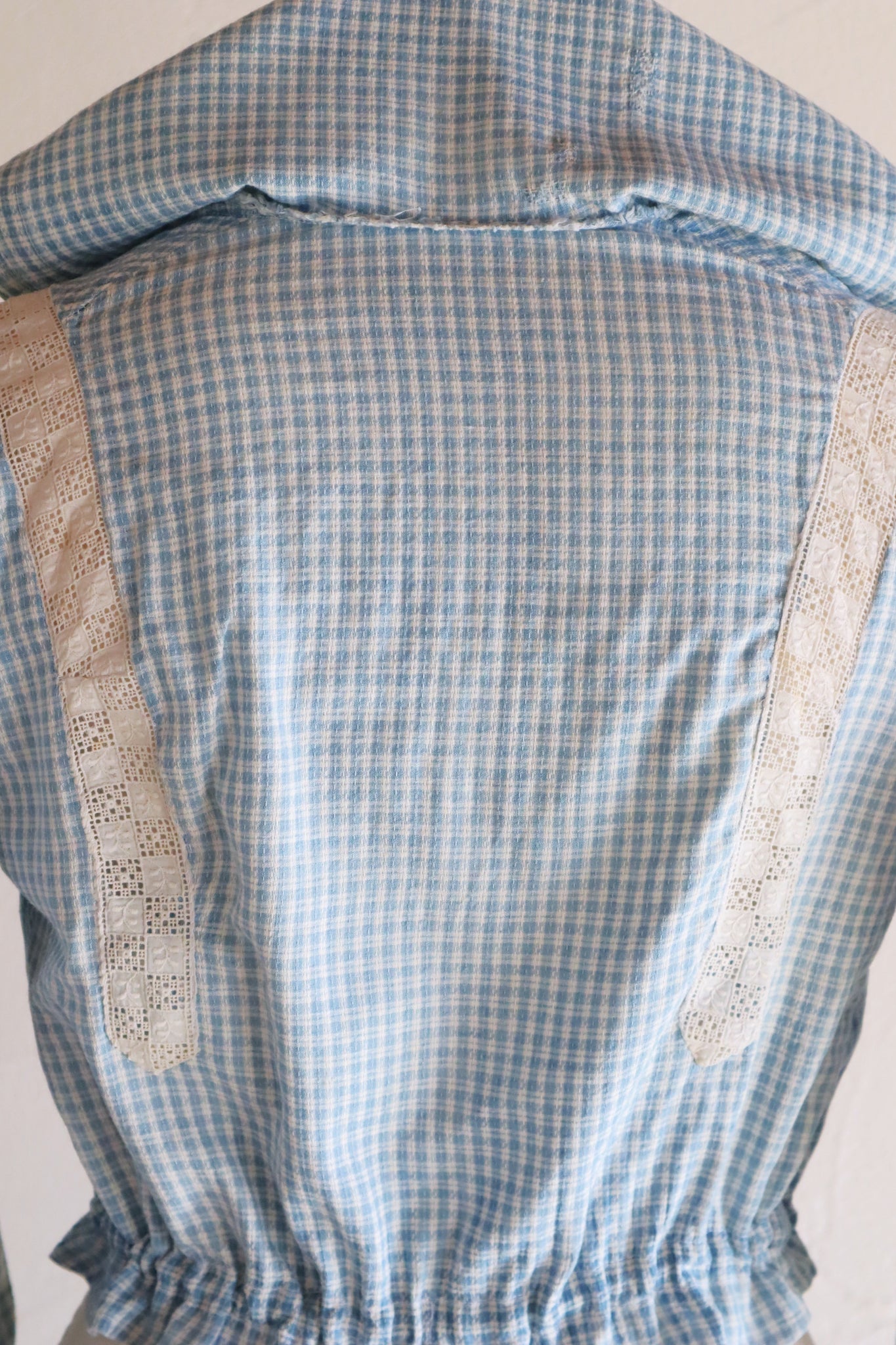 1910s Gingham Check Sailor Blouse