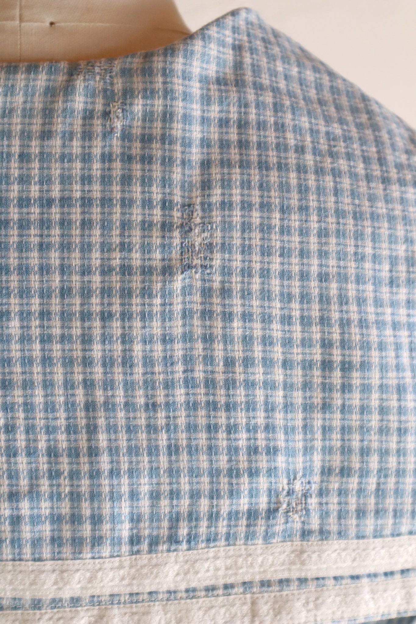 1910s Gingham Check Sailor Blouse