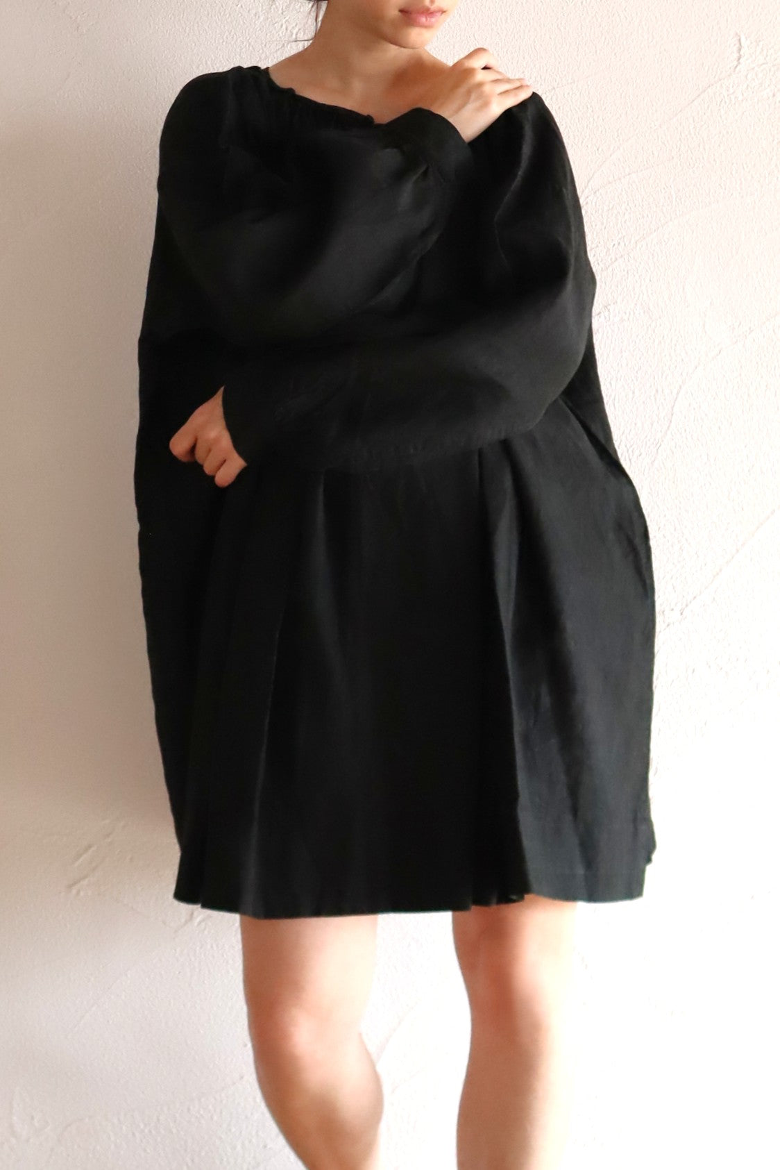 Early 1900s French Black Indigo Linen Biaude