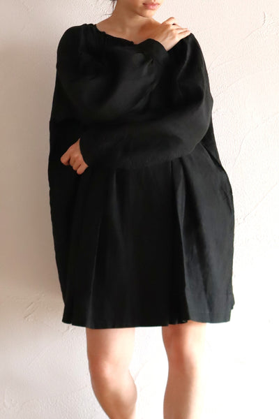 Early 1900s French Black Indigo Linen Biaude