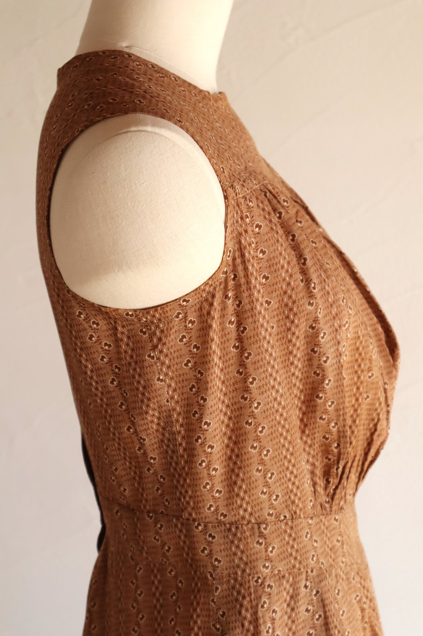 19th Brown Calico Cotton Dress