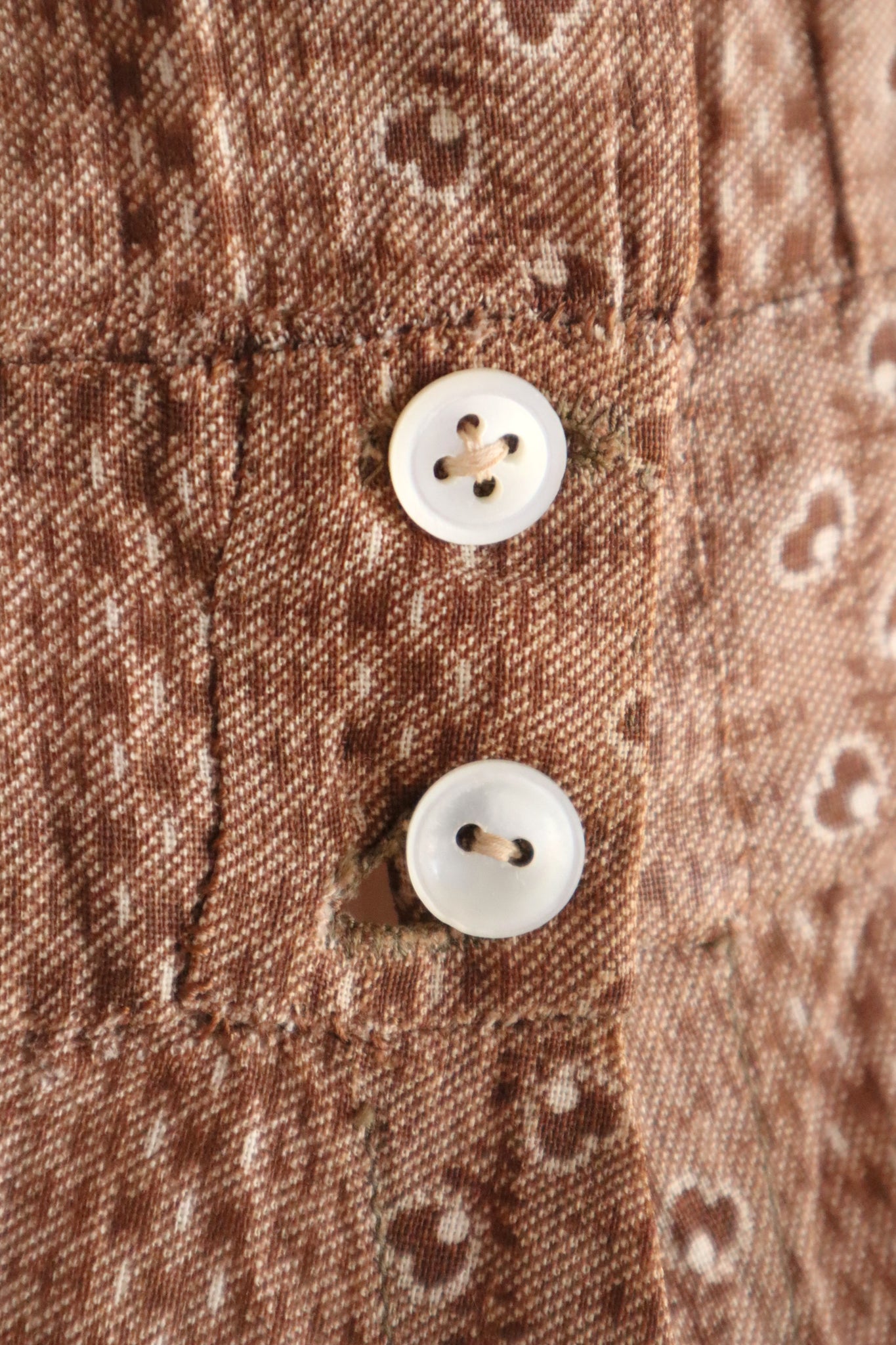 19th Brown Calico Cotton Dress