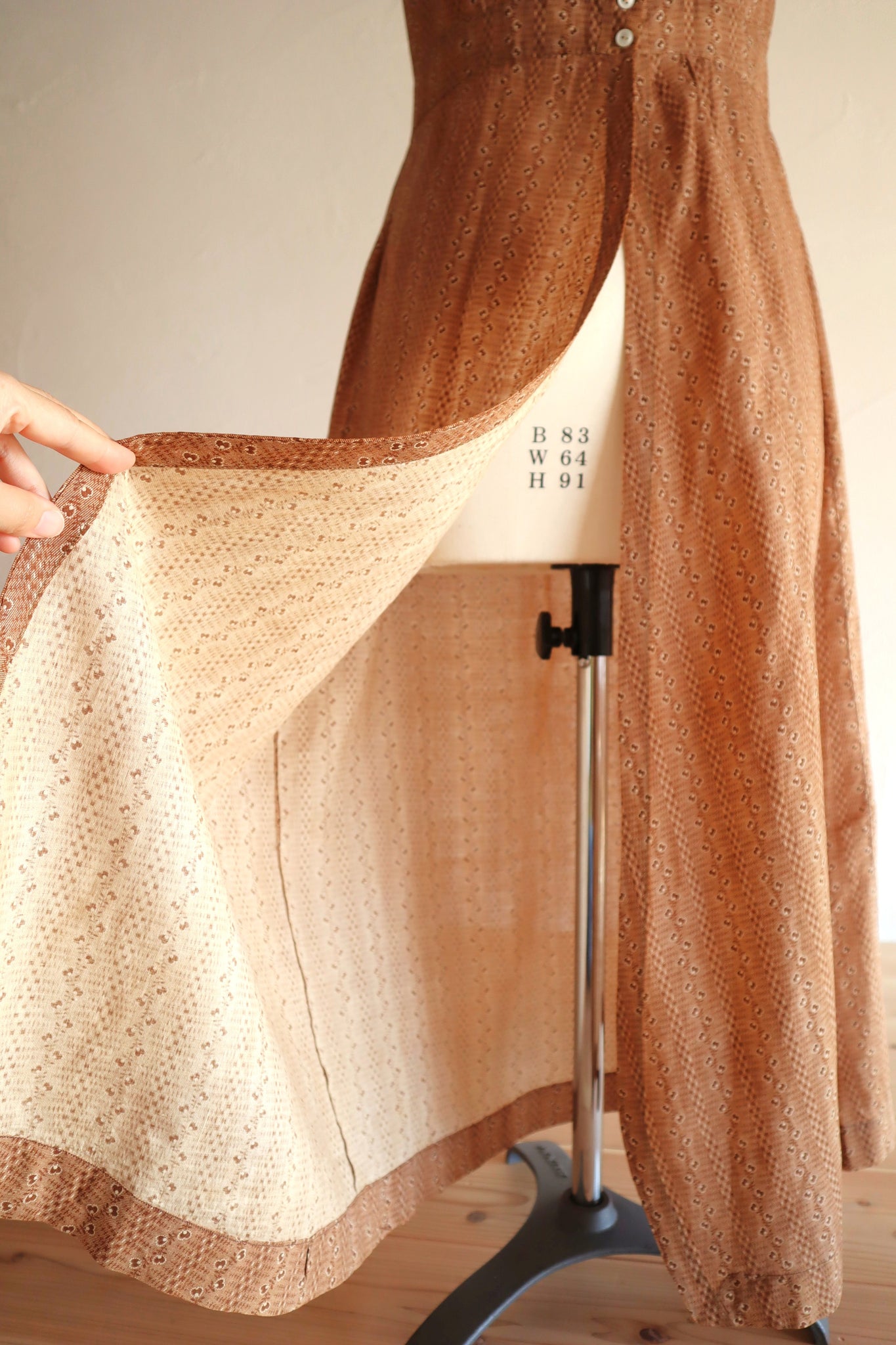 19th Brown Calico Cotton Dress