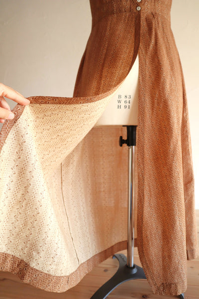 19th Brown Calico Cotton Dress