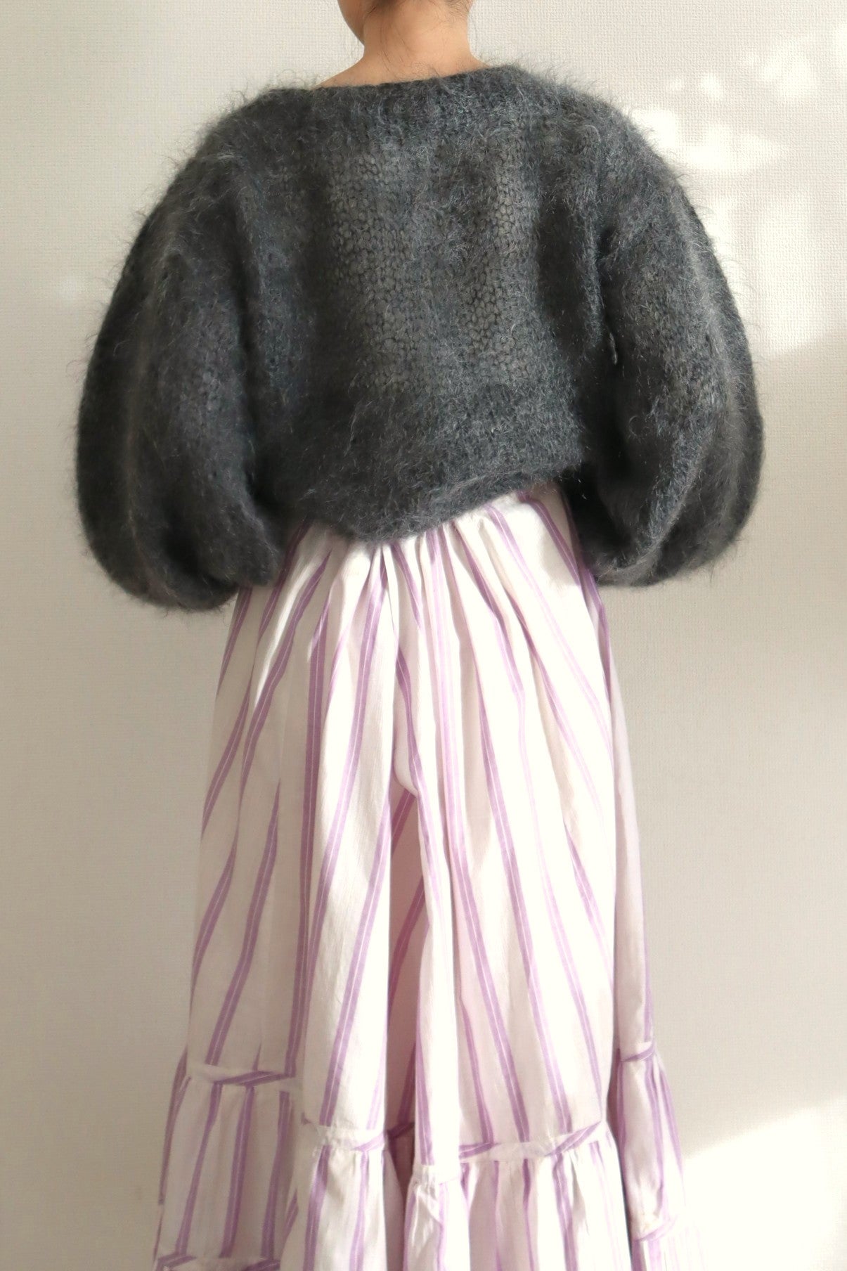 80s Hand Knit Charcoal Gray Mohair Sweater