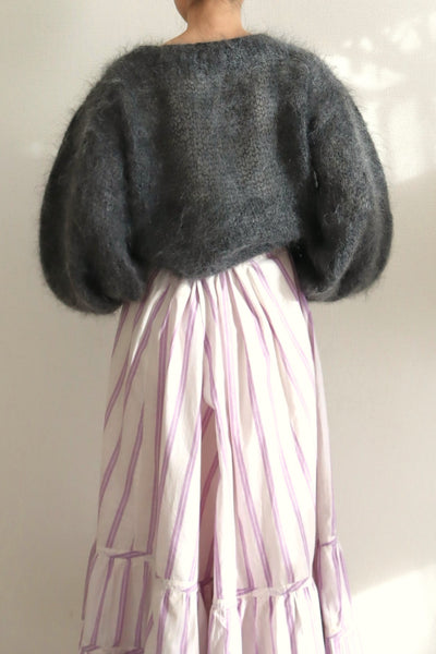 80s Hand Knit Charcoal Gray Mohair Sweater