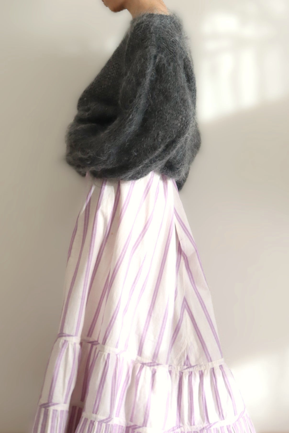 80s Hand Knit Charcoal Gray Mohair Sweater