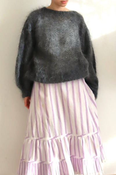 80s Hand Knit Charcoal Gray Mohair Sweater
