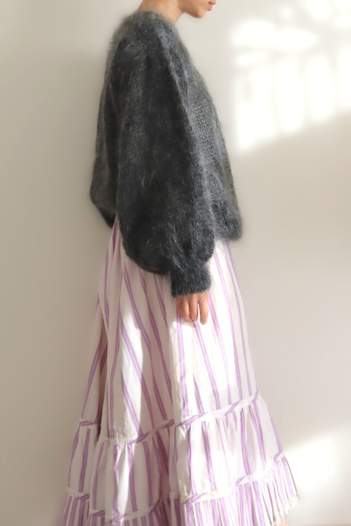 80s Hand Knit Charcoal Gray Mohair Sweater – makky