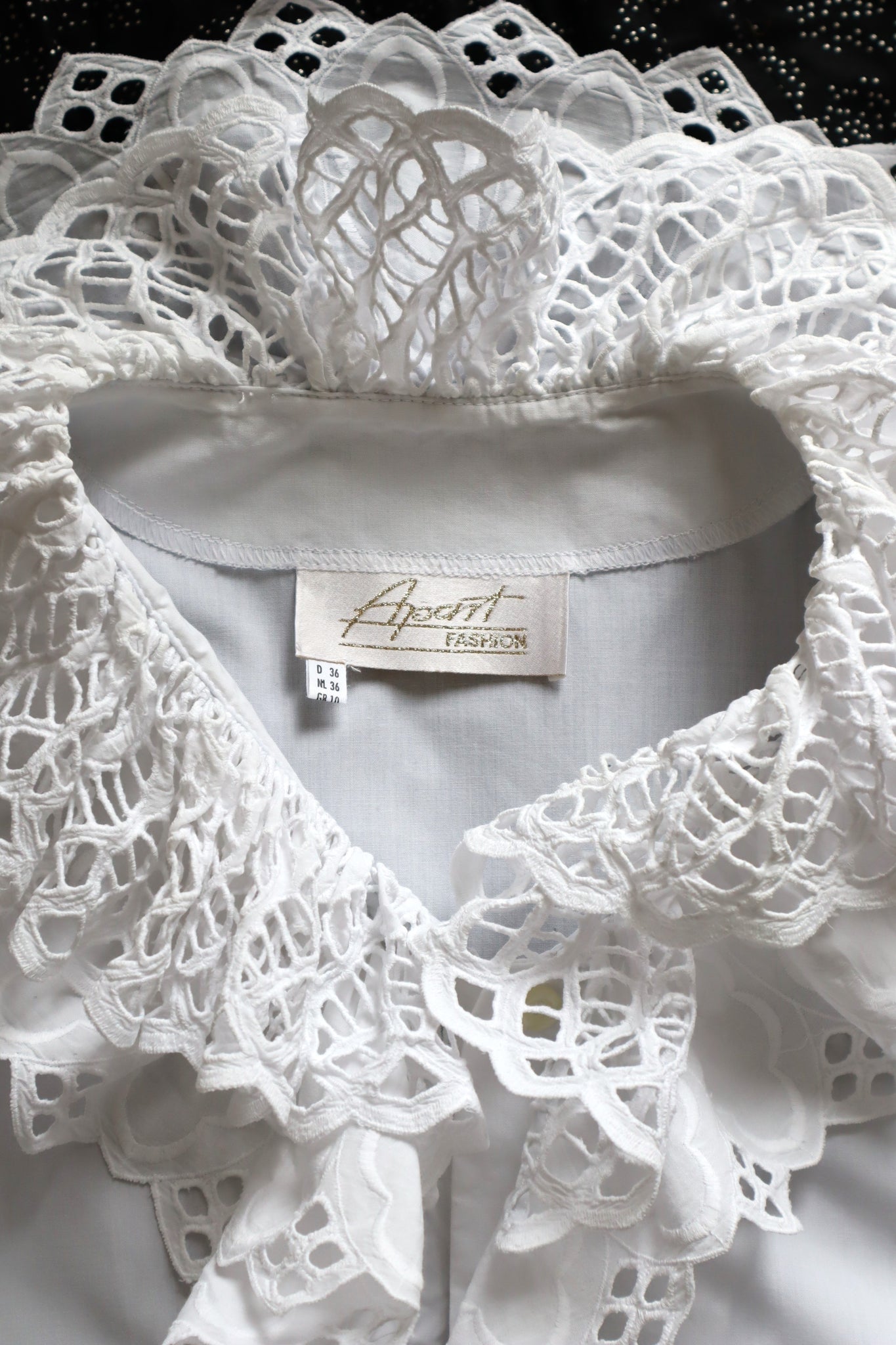 80s Cutwork Lace Puff Sleeve Blouse