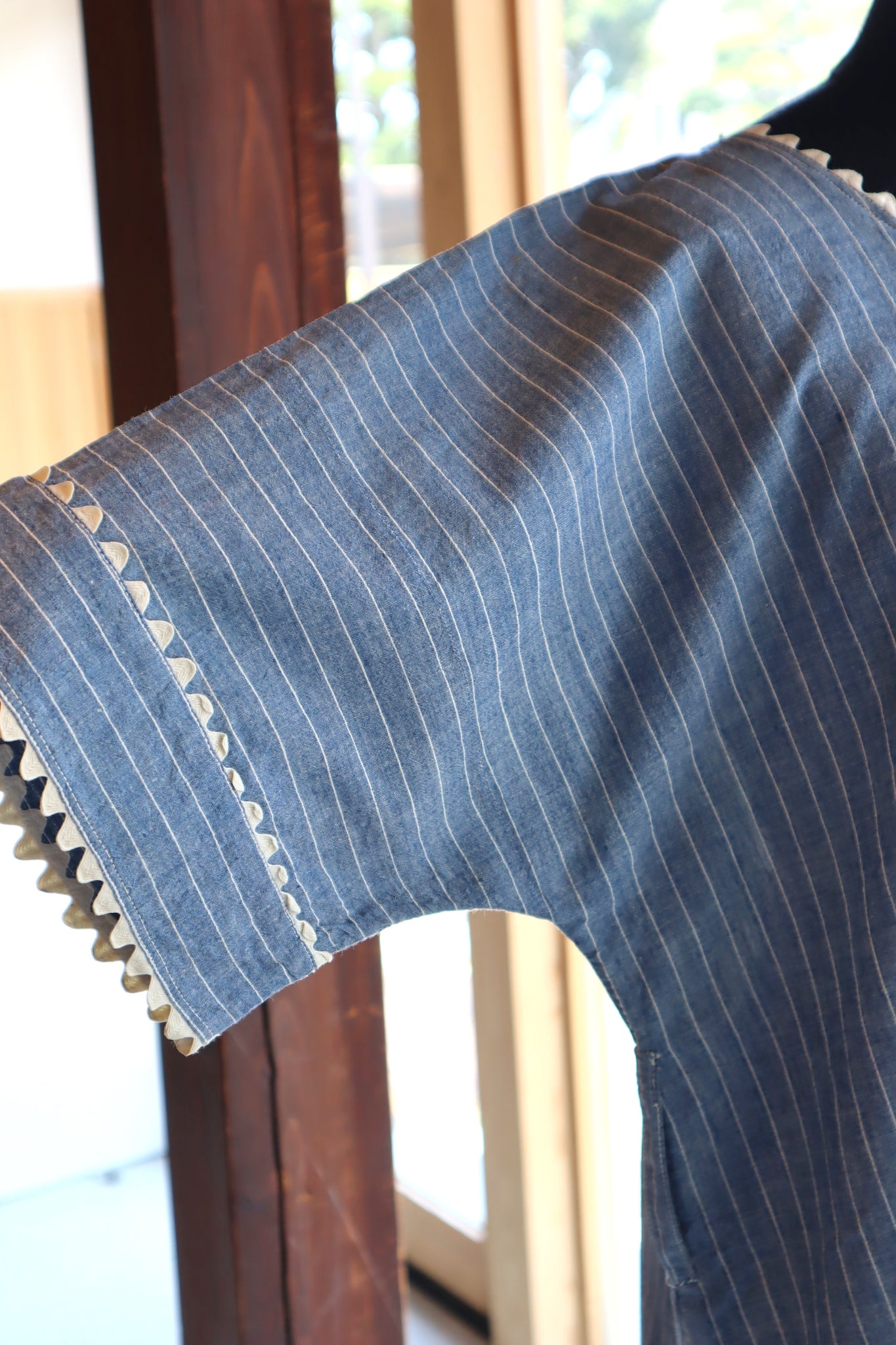 1920s Blue Linen Chambray House Dress