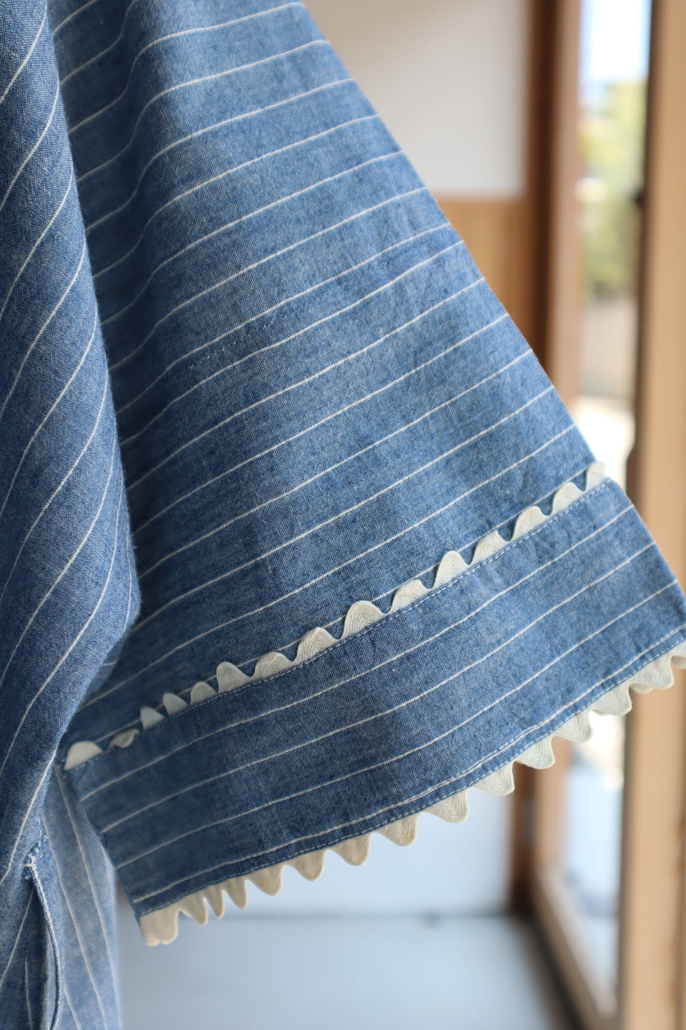 1920s Blue Linen Chambray House Dress