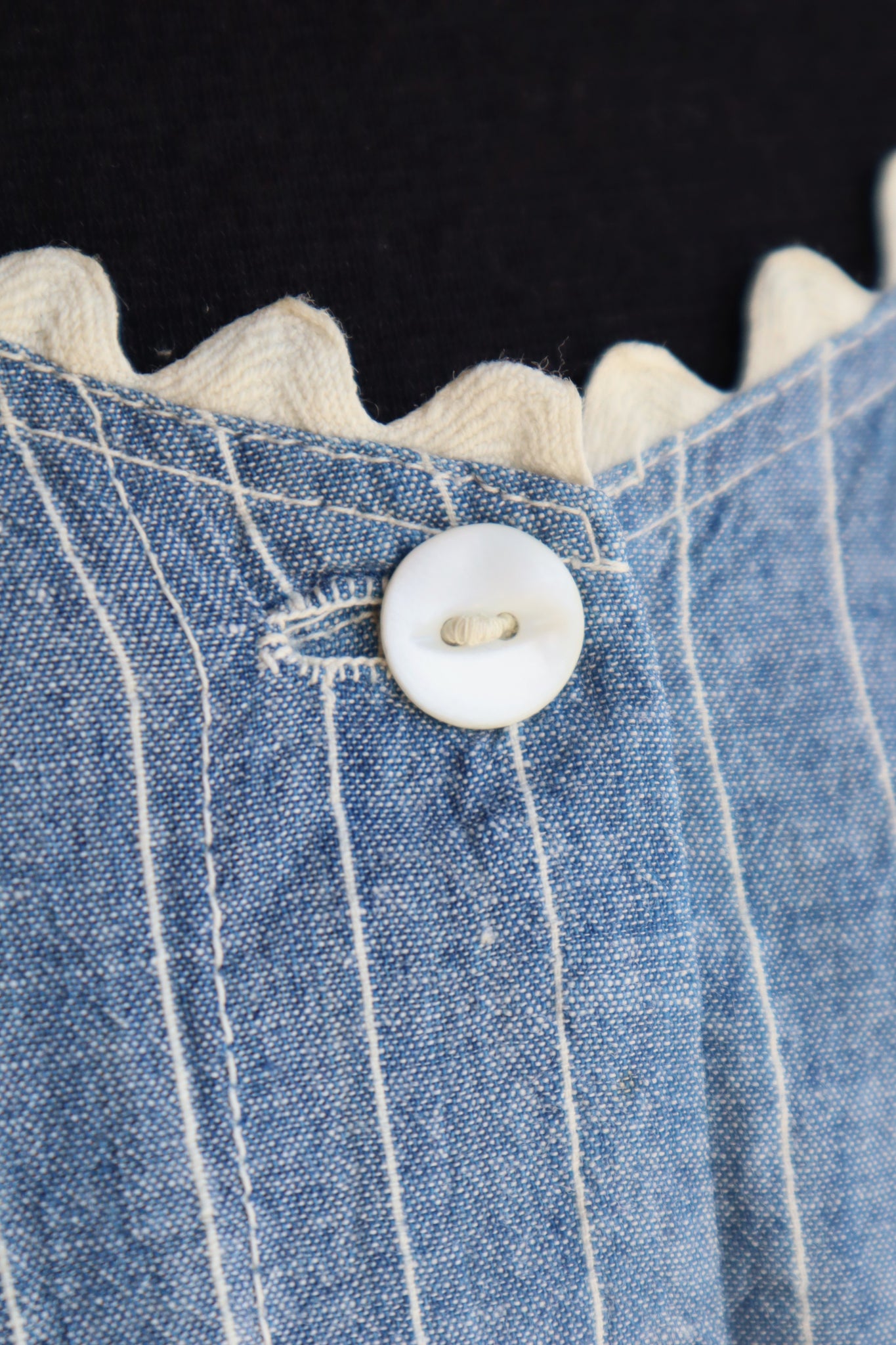 1920s Blue Linen Chambray House Dress