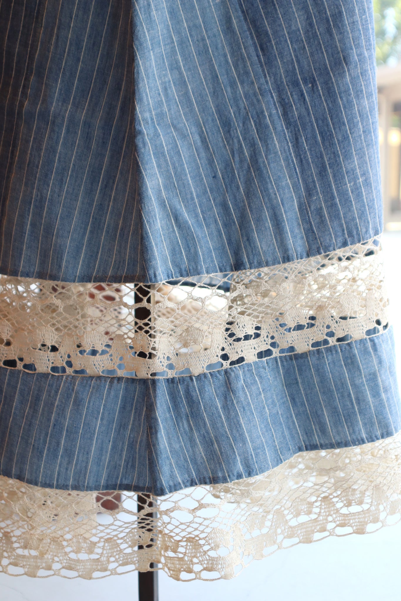 1920s Blue Linen Chambray House Dress