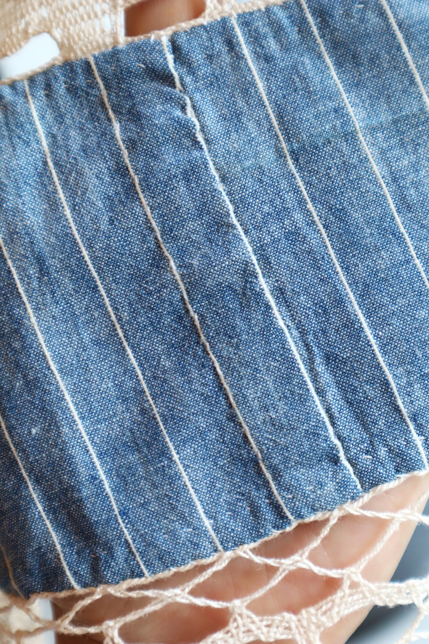 1920s Blue Linen Chambray House Dress