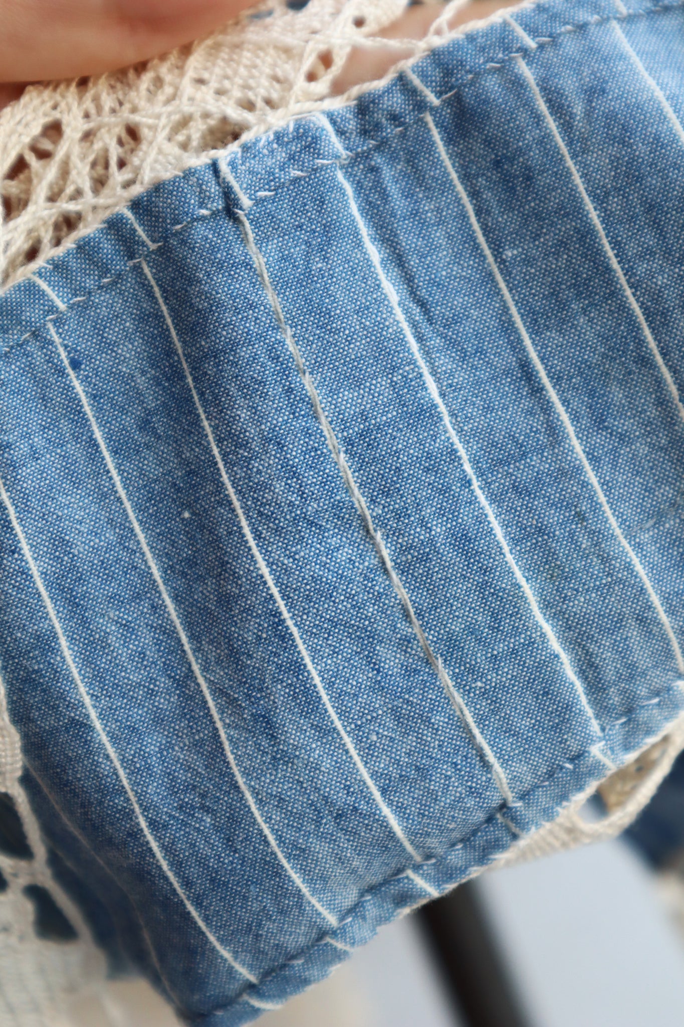 1920s Blue Linen Chambray House Dress
