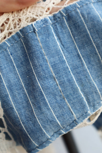 1920s Blue Linen Chambray House Dress