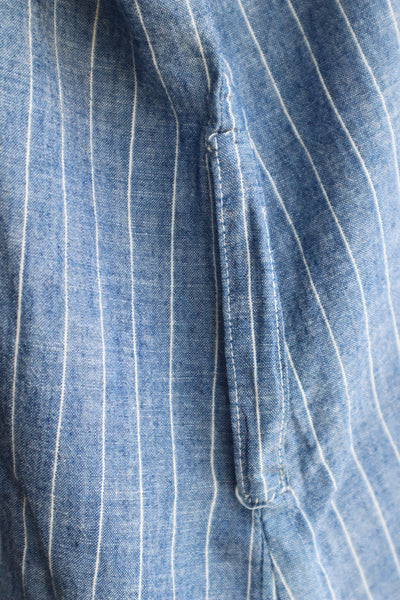 1920s Blue Linen Chambray House Dress