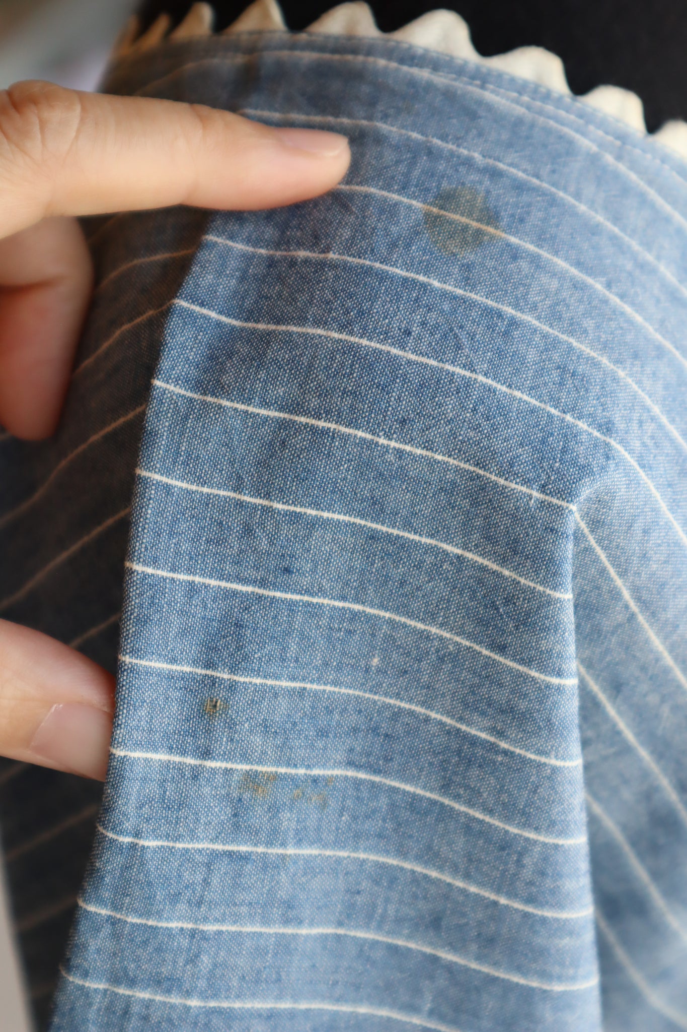1920s Blue Linen Chambray House Dress