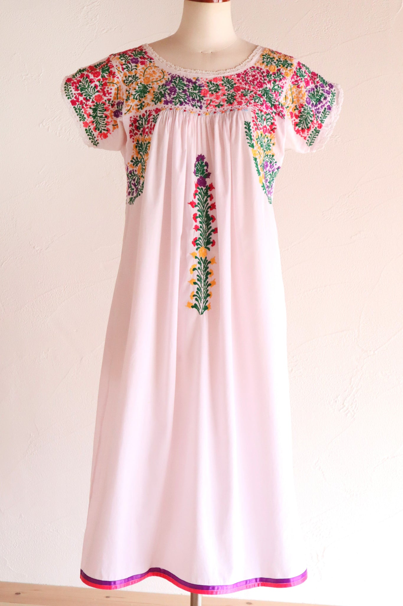 70s Pale Pink Mexican Dress