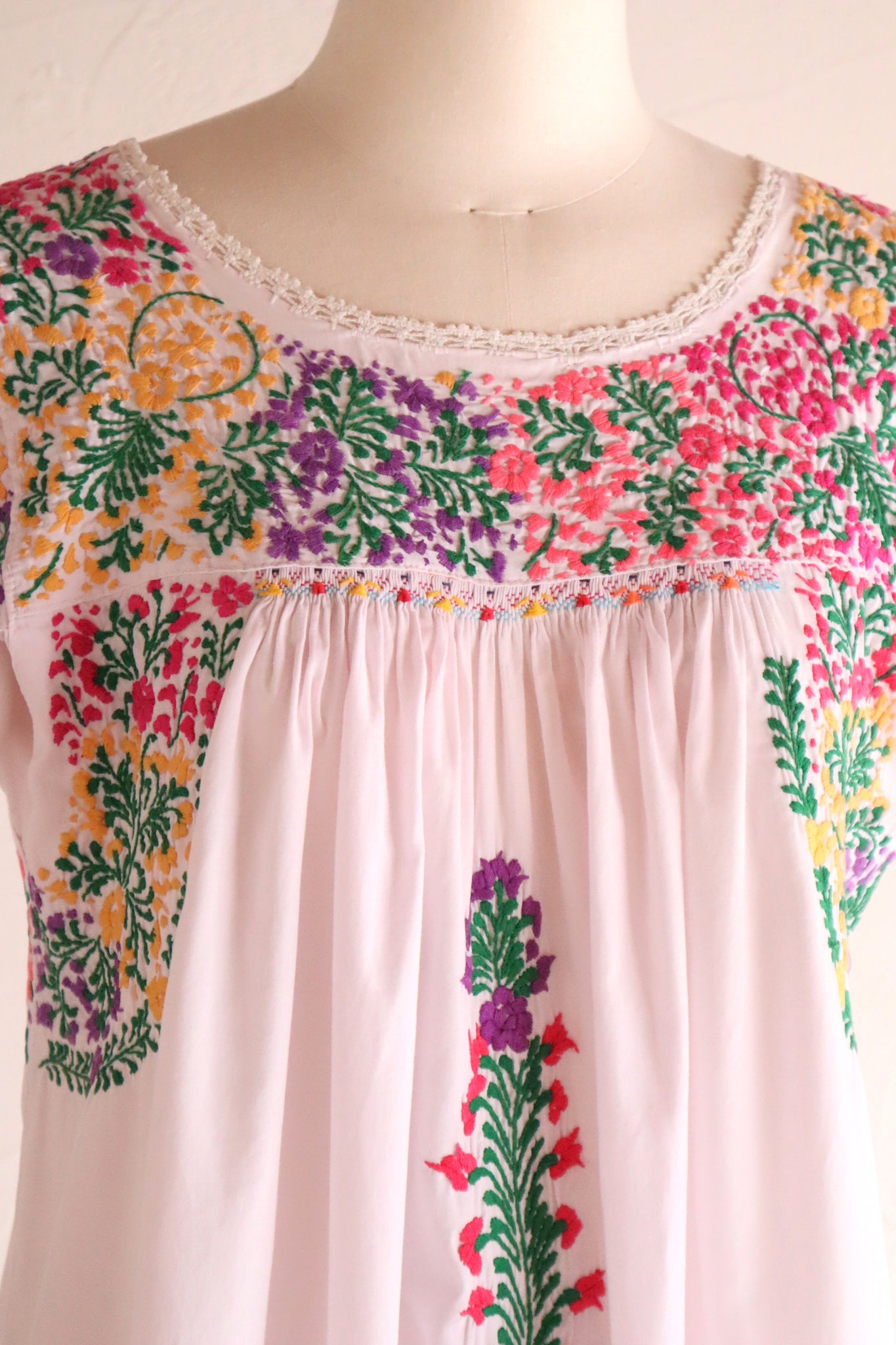 70s Pale Pink Mexican Dress