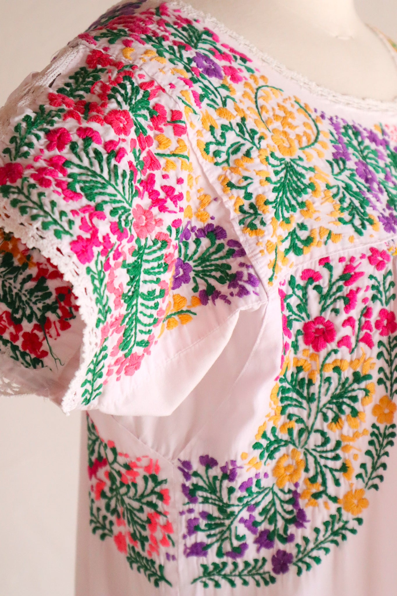70s Pale Pink Mexican Dress