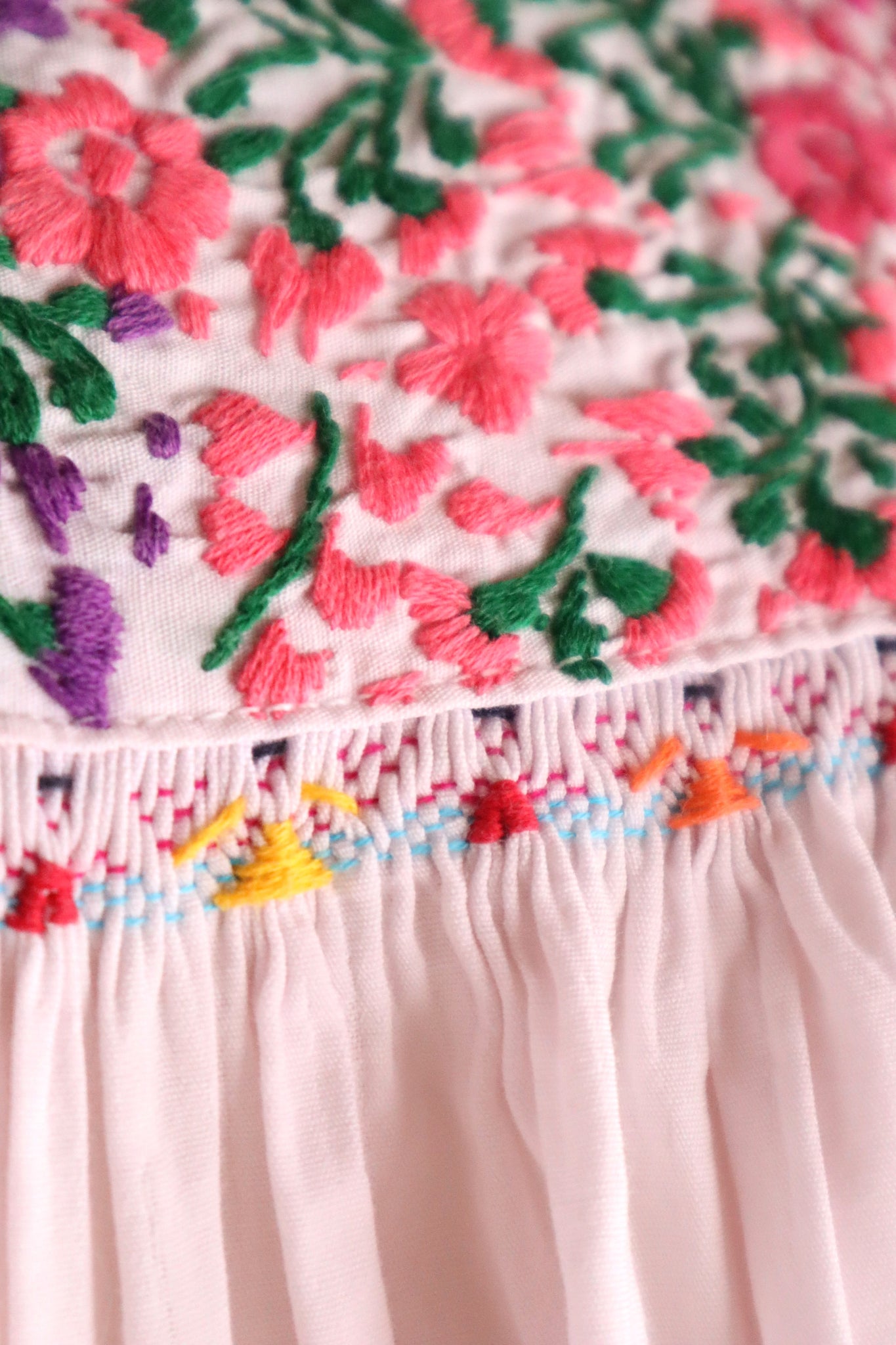 70s Pale Pink Mexican Dress