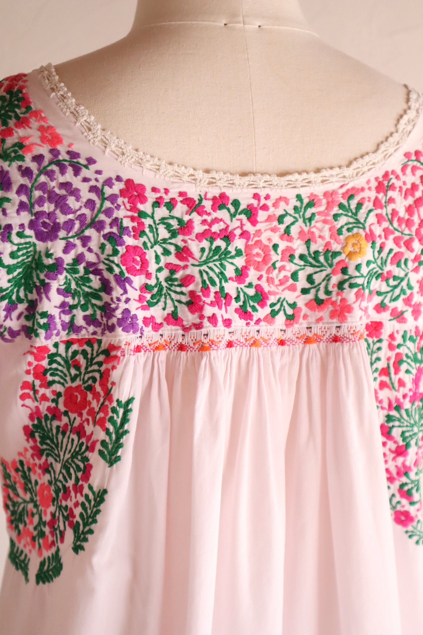 70s Pale Pink Mexican Dress