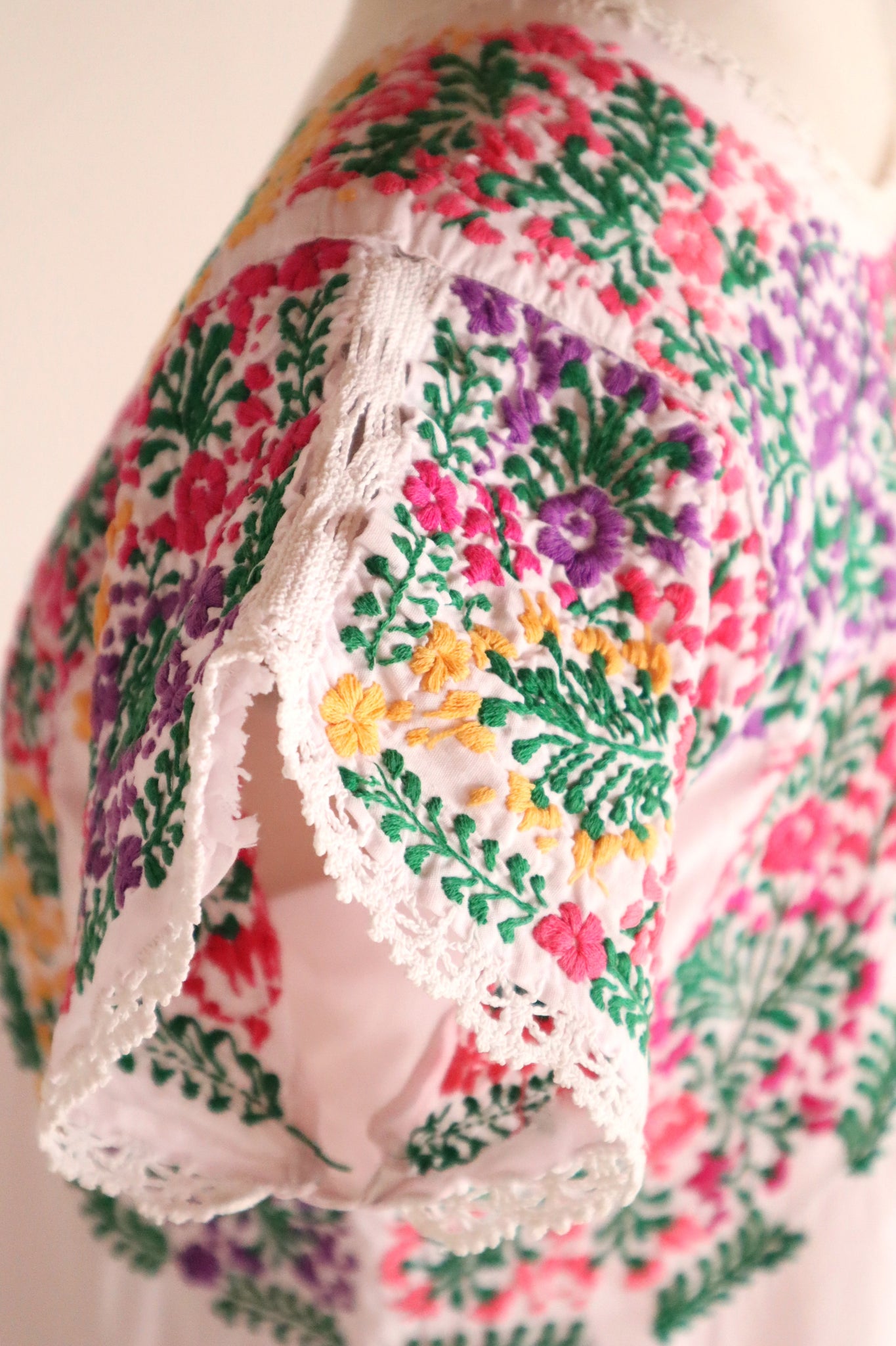 70s Pale Pink Mexican Dress