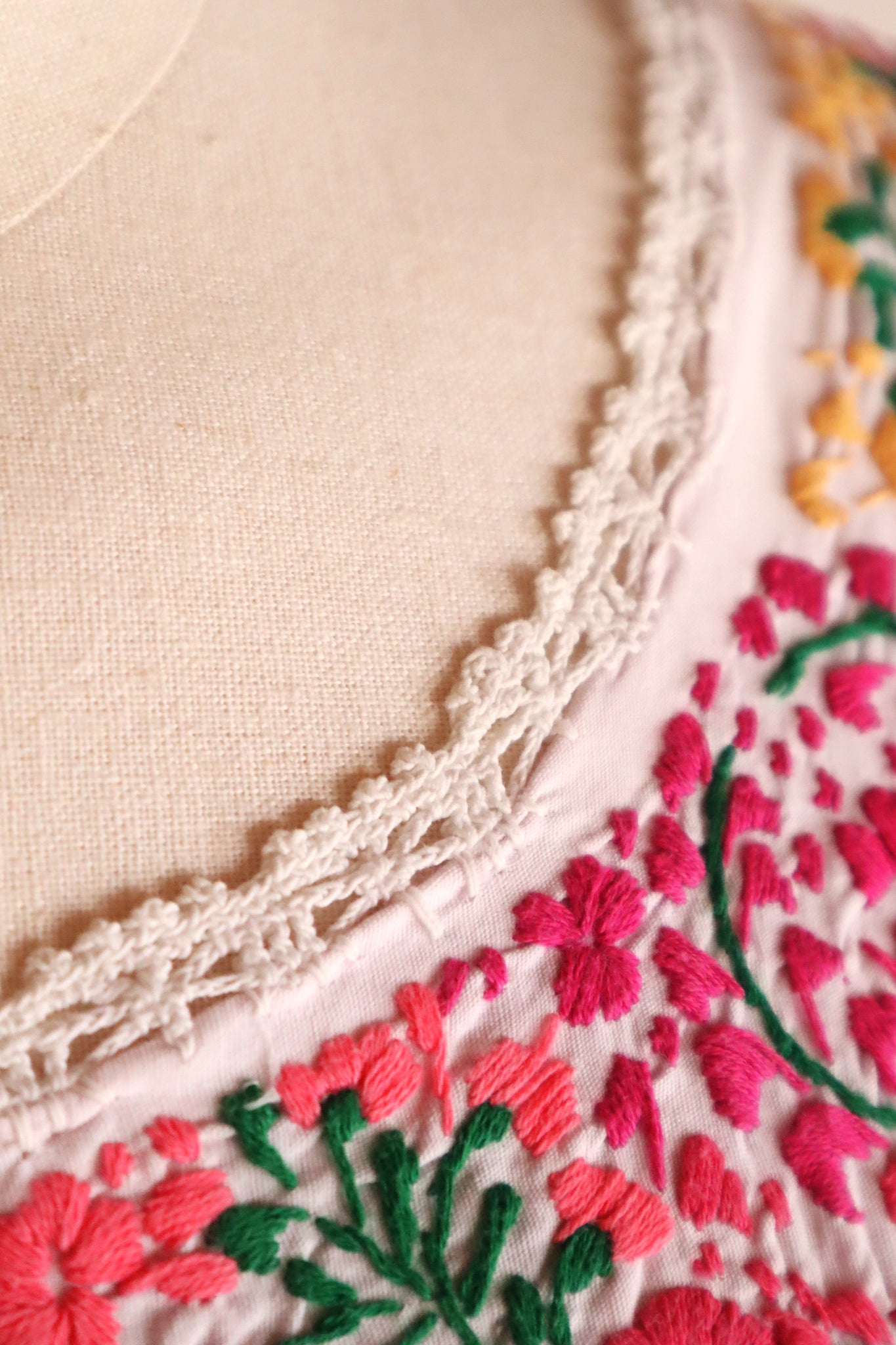 70s Pale Pink Mexican Dress