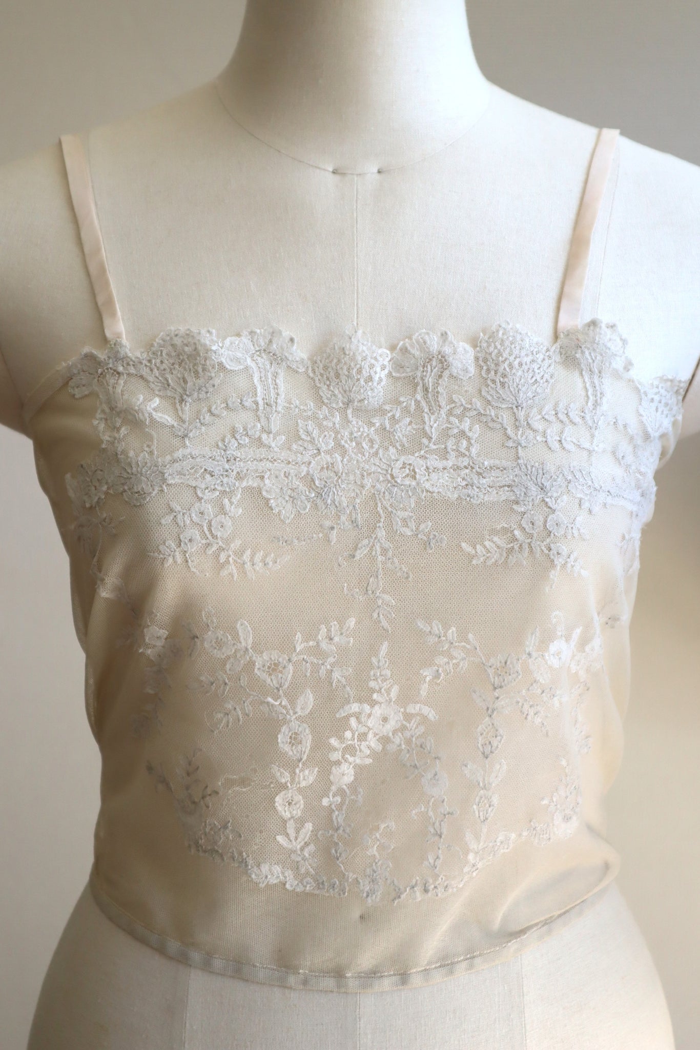 1910s British Hand-Embroidered Tulle Camisole