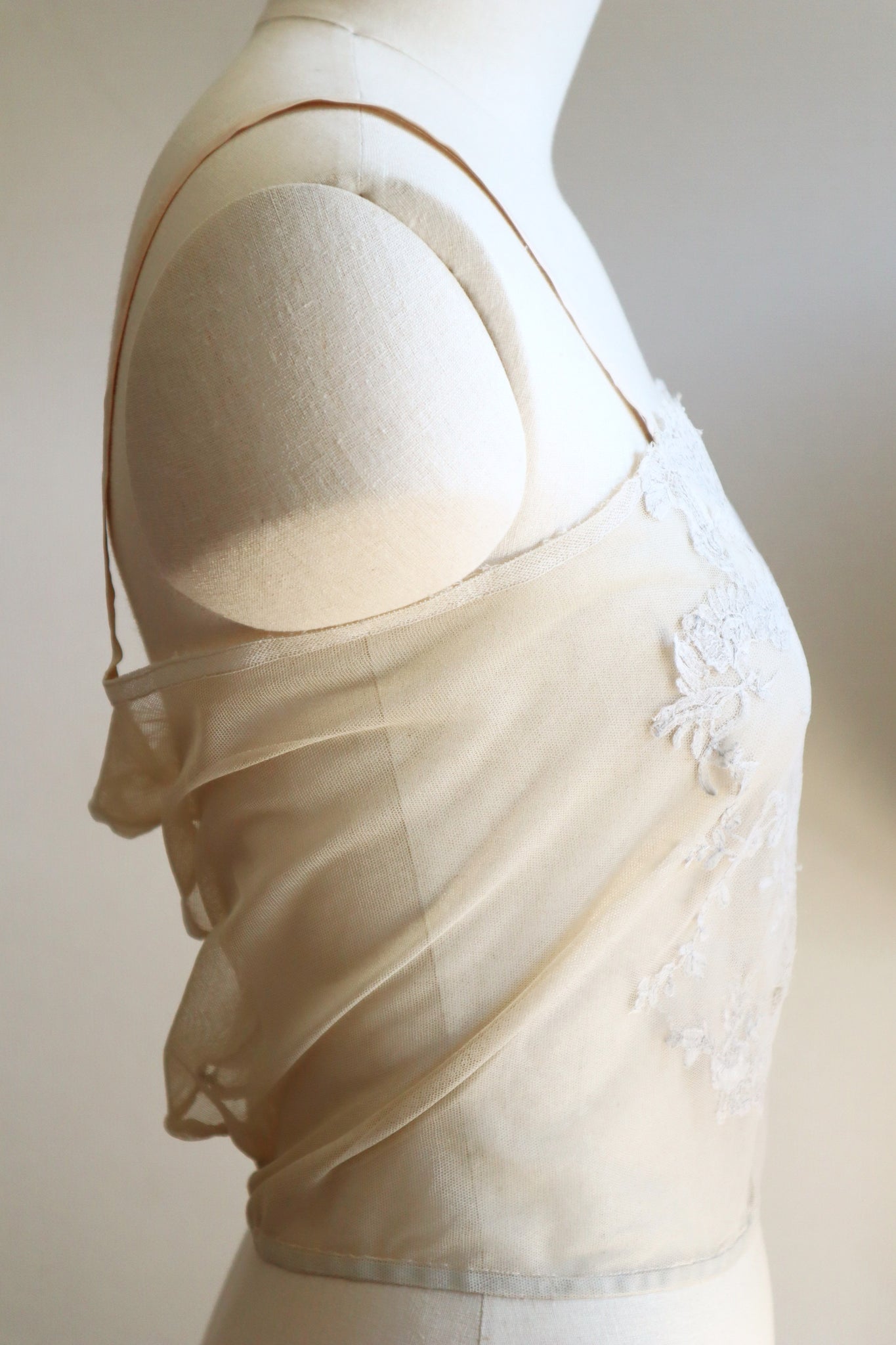 1910s British Hand-Embroidered Tulle Camisole