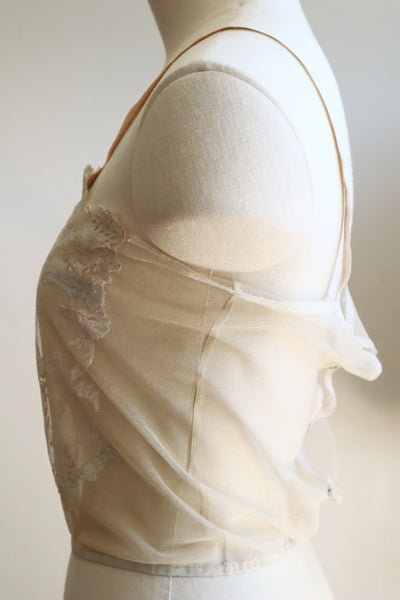1910s British Hand-Embroidered Tulle Camisole