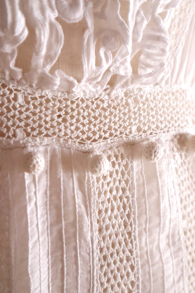 1900s Edwardian Crochet Cutwork Dress