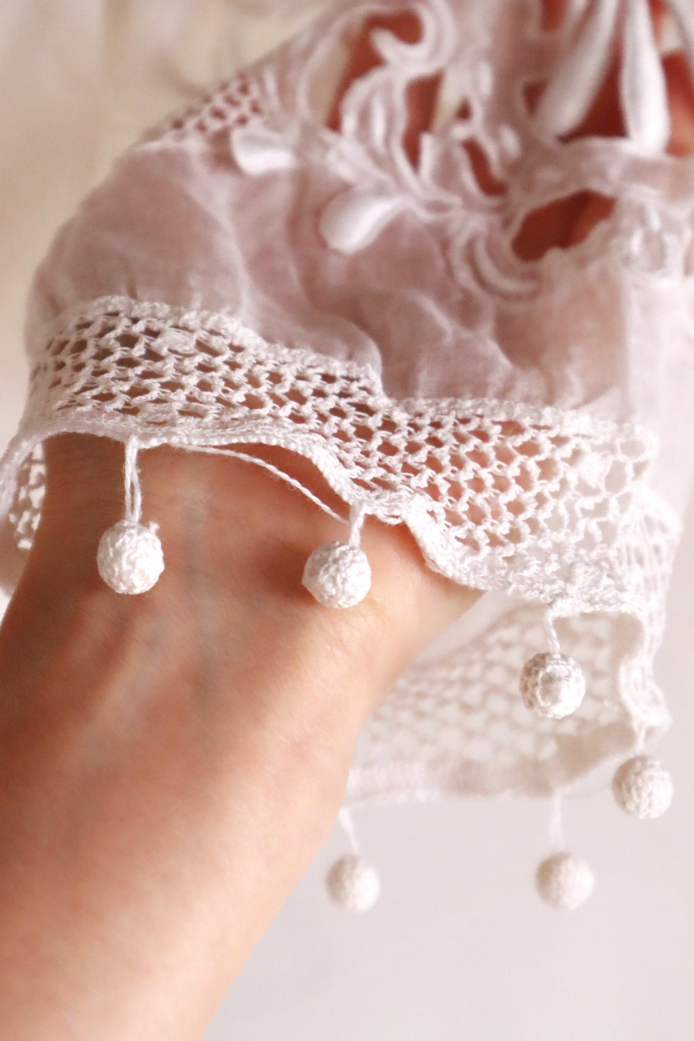 1900s Edwardian Crochet Cutwork Dress