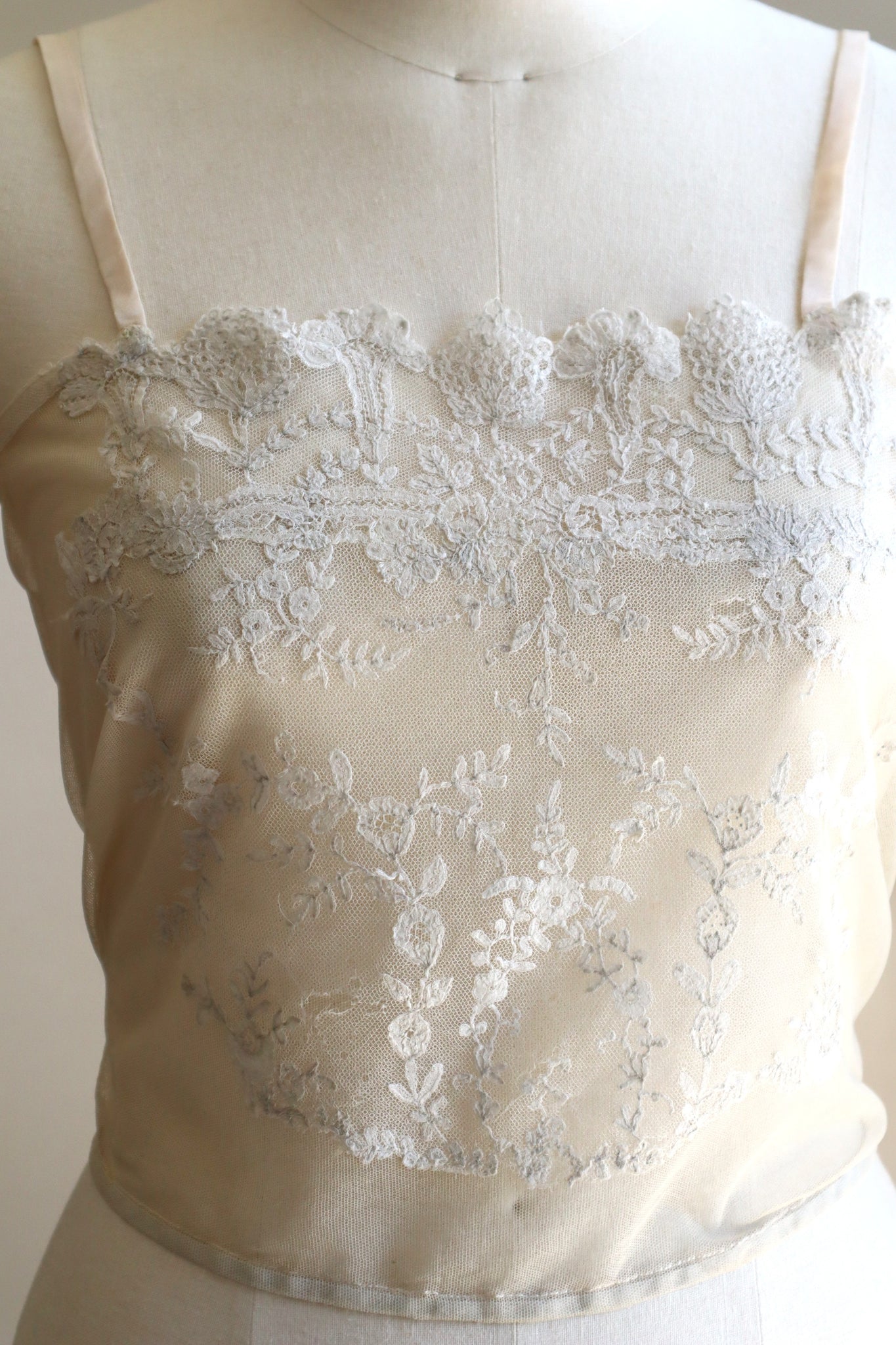 1910s British Hand-Embroidered Tulle Camisole